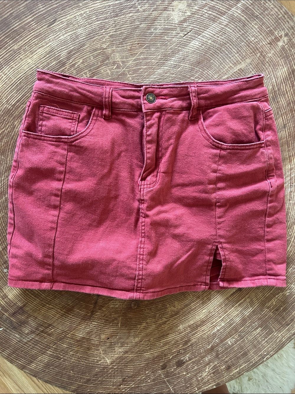 Women's Res Denim Mini Skort with Front Slit Size large